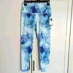 Apana Blue/White Yoga Capri Leggings  Size Small